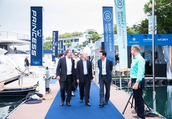 walking the boardwalks for the opening of the Singapore Yacht Show 2017