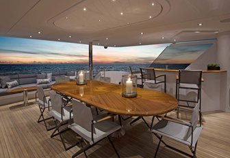 Aft deck dining on charter yacht W