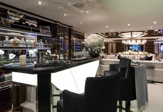 glamorous Art Deco bar in main salon aboard luxury yacht 11-11