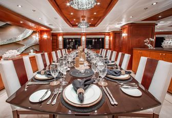 beautiful table scaping by crew onboard luxury charter yacht