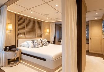 luxury bedroom onboard superyacht charter Calypso I