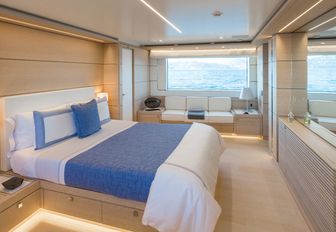 light oak master suite with huge window aboard superyacht NARVALO 