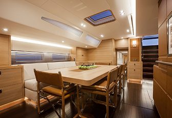 Scandinavian style dining area on board  luxury yacht SHAMANNA