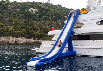 slide on dog friendly yacht
