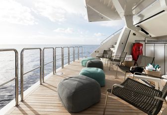 beach club with chairs and bean bags on board motor yacht LAURENTIA 