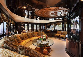 ornate skylounge with widescreen TV on board charter yacht ‘Ionian Princess’ 