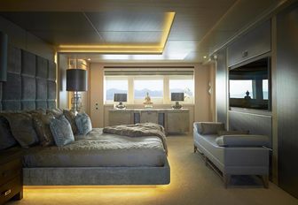 A guest cabin featured on motor yacht BLUSH