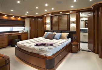 The master cabin featured on board luxury yacht SIMA