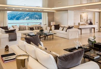 Luxury yacht DRAGON interior details of main salon 