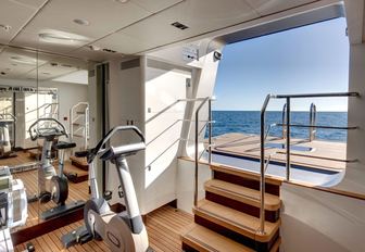 gym with direct access into the sea on board luxury yacht Vertigo