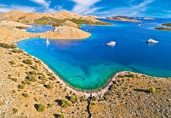 Vividly blue waters of a Croatia bay