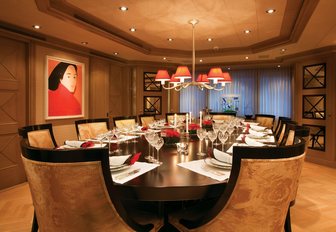 elegant dining salon aboard luxury yacht MAJESTIC 