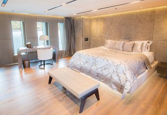 light and airy master suite aboard charter yacht OURANOS