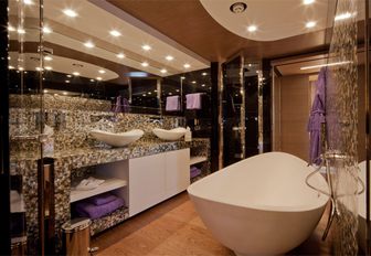 en-suite bathroom in the master suite aboard motor yacht AZIZA 