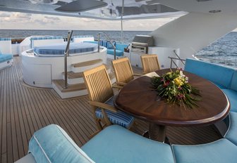 casual seating area on sundeck aboard luxury yacht ‘Lady Bee’ 