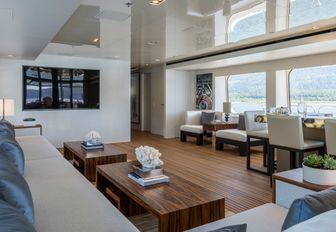 contemporary main salon aboard luxury yacht CHASSEUR
