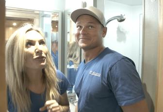 Kate Chastain and Ashton Pienaar from Below Deck giving a tour of season 6 superyacht My Seanna in Tahitit