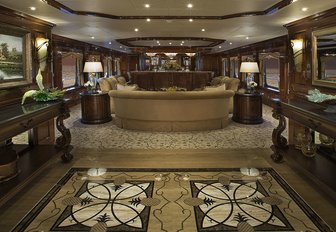 opulent main salon with marble entry way aboard luxury yacht ‘Silver Lining’ 