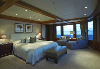 master suite with 270-degree windows on board luxury yacht UTOPIA 