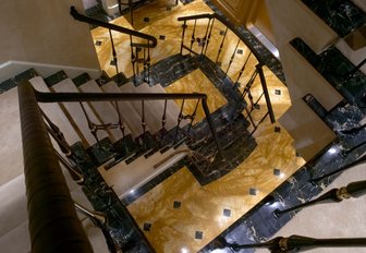 staircase and hallway on board charter yacht UTOPIA 