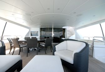seating and dining area on the upper deck aft of luxury yacht ‘Elena Nueve’ 