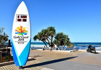 GC2018 surfboard signage along the 
