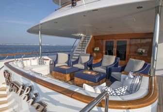 seating area on the aft deck of luxury yacht CYNTHIA