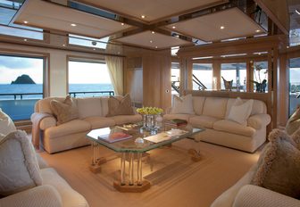 limed oak main salon aboard superyacht SUNRISE 