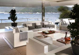 sumptuous seating area on the main deck aft of luxury yacht ‘Orient Star’ 