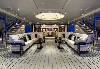 seating area on the main deck aft of charter yacht OKTO 