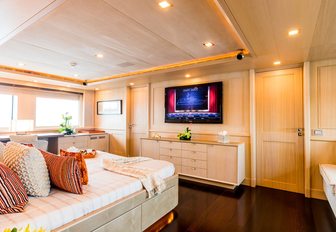light and airy master suite on board charter yacht Avant Garde 2