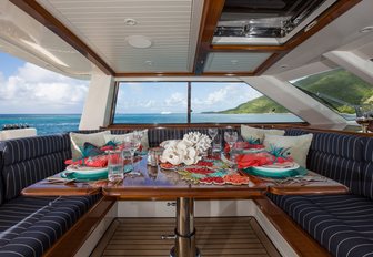 One of the al fresco dining options onboard sailing yacht MARAE