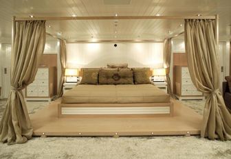 The master cabin on board luxury yacht KINTA