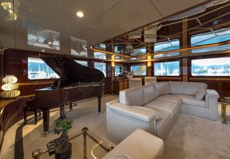 The upper salon on board luxury yacht Cloud Atlas