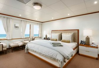 light, airy and modern master suite on board luxury yacht SURI