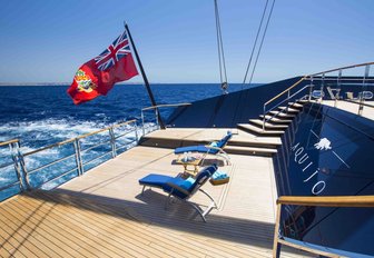 The swim platform of sailing yacht AQUIJO