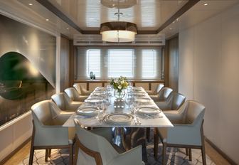 formal dining salon on board luxury yacht Orient Star