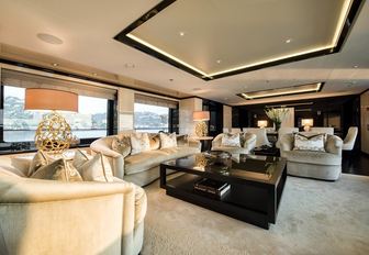 Laura Sessa designed interior in the main salon of luxury yacht Elixir
