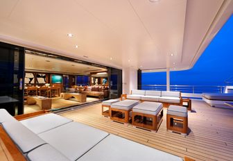 deep sofas on the deck of superyacht Planet Nine 