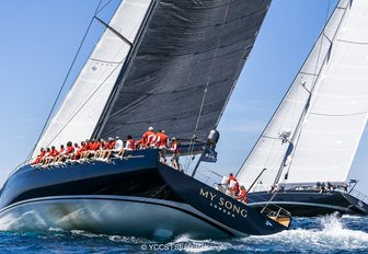 sailing yacht My Song and charter yacht Ganesha compete at Loro Piana Superyacht Regatta 2018 in Porto Cervo