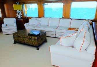 timeless styling in the main salon of classic yacht BERILDA 