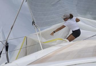 close up of crew member aboard a yacht competing at the St Barths Bucket 2018
