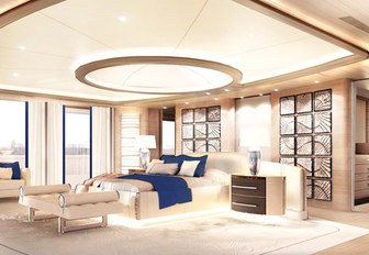 A graphic rendering of the interior of CRN M/Y Cloud 9