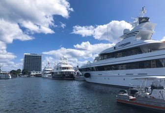 Feadship's luxury yacht 'Sea Racer' lined up in Fort Lauderdale for FLIBS 2018