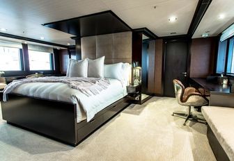 large master suite aboard expedition yacht ‘Plan B’