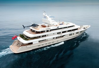 superyacht BOADICEA with helicopter landing on helipad