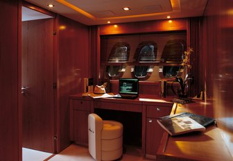 private study in the master suite aboard motor yacht ‘Casino Royale’ 