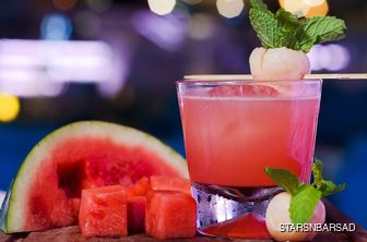 Watermelon cocktail with cubed watermelon
