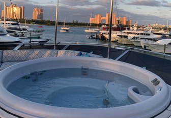 atlantis hotel as seen from a superyacht during bahamas boat show