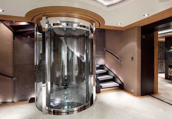 Glass elevator on Superyacht SUNRAYS